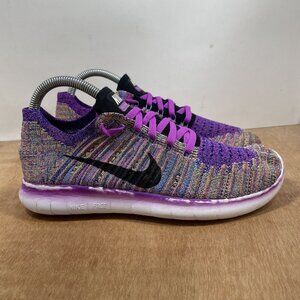Nike Free RN Flyknit Women Size 7.5 Shoes Purple 831070-500 Running Sneakers